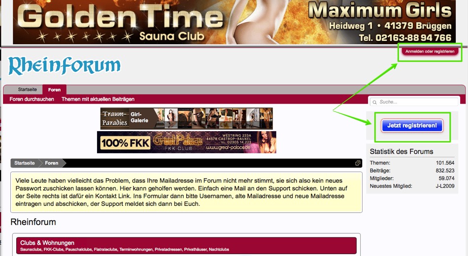 Rheinforum Registrierung - erster Screenshot
